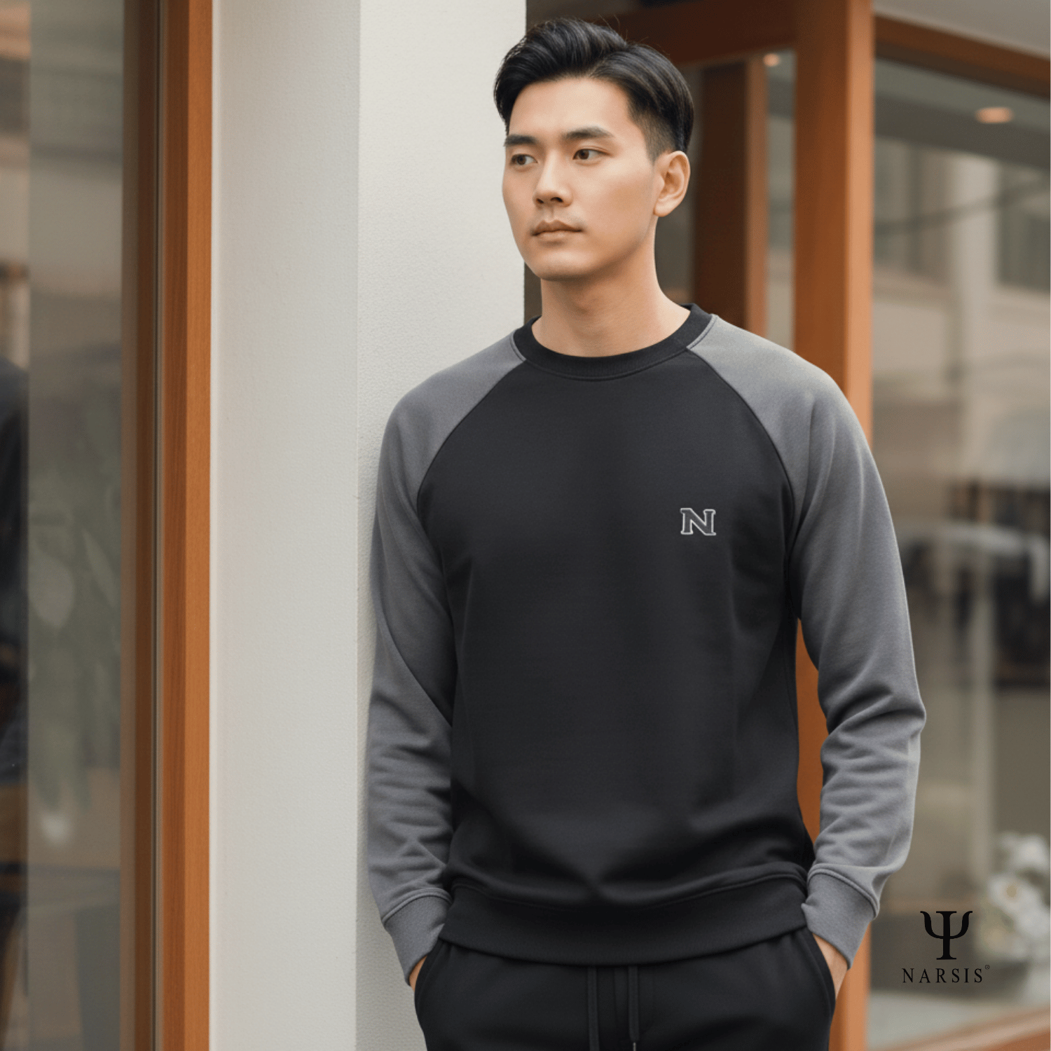 Bộ Thu Đông Nam Cotton Nỉ NARSIS Cao Cấp E25015, Bộ Đồ Nam Dài Tay Giữ Ấm, Form Thể Thao Trẻ Trung