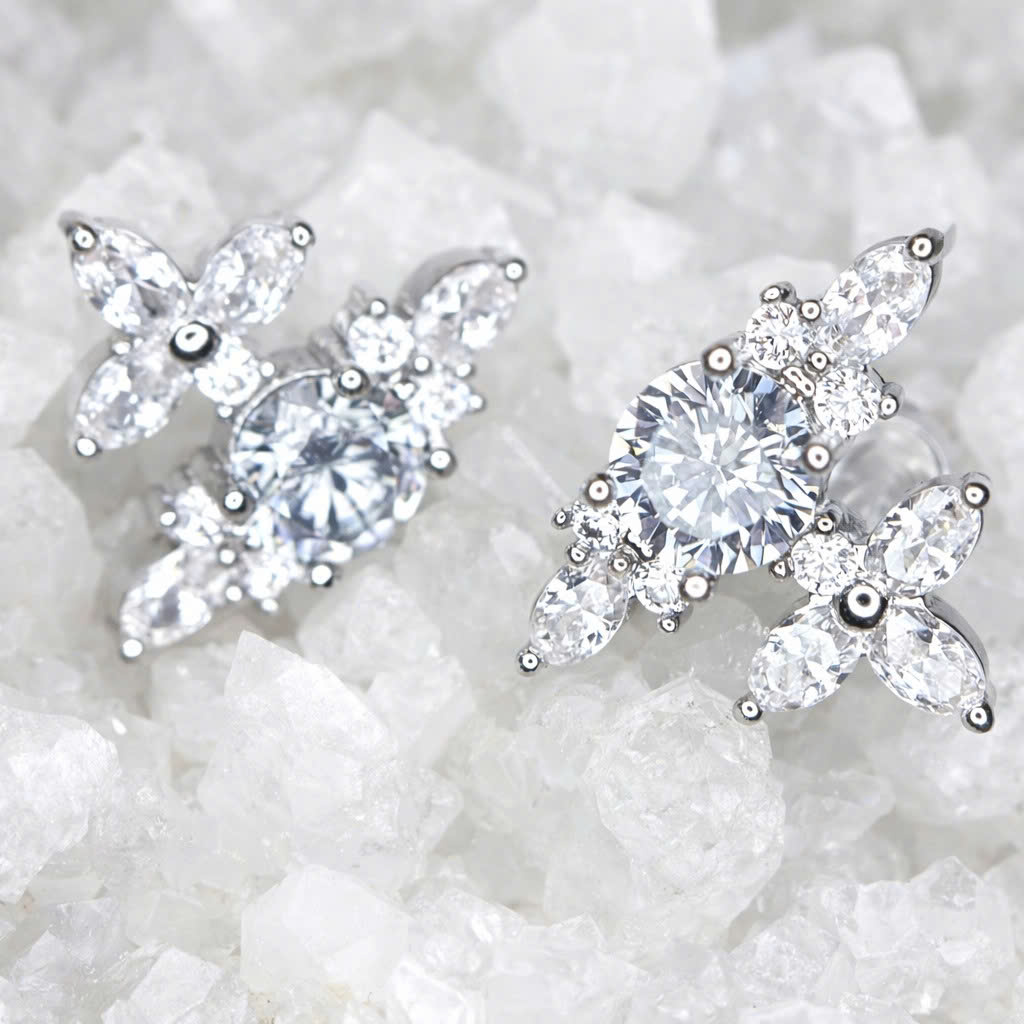 Khuyên kiểu hoa tuyết xanh bi vặn