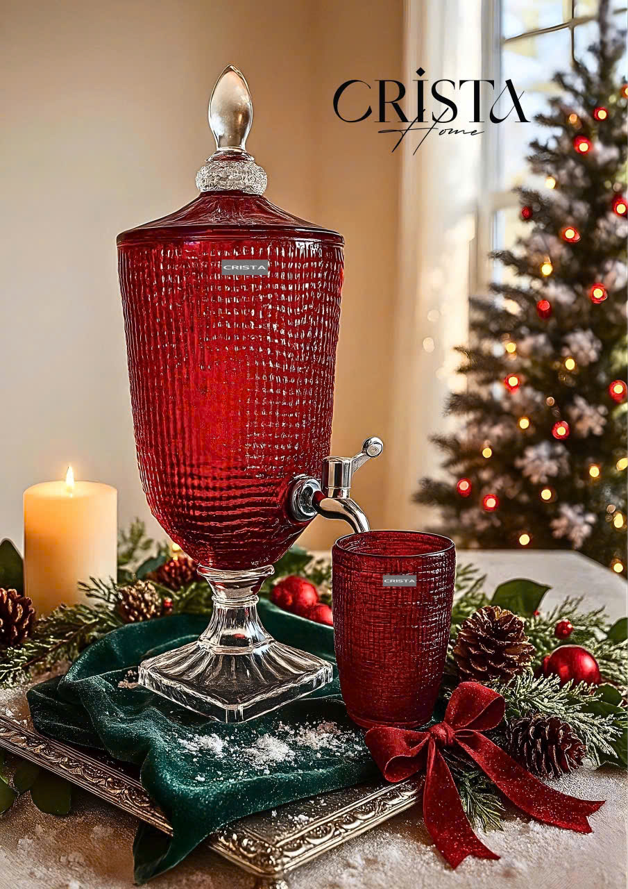 Bình thủy tinh CRISTA HOME vân lưới dập nổi có vòi triết  3.3L_thumbnail_9