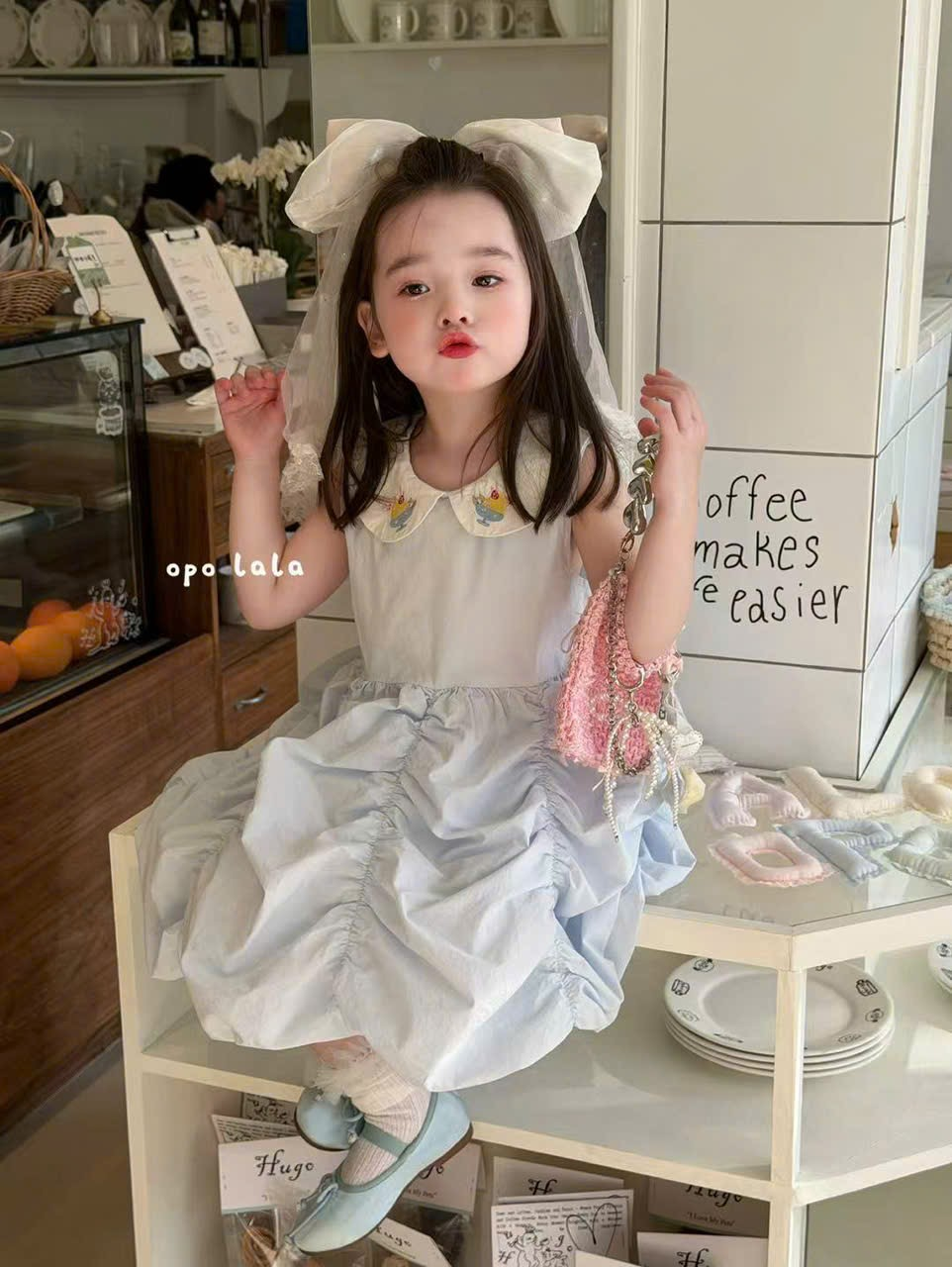 C116 - Váy thô cổ sen thêu ly kem màu xanh hãng Opl (Sz90-130)_thumbnail_0