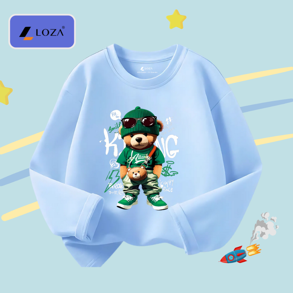 Áo thun dài tay bé trai in gấu King - Loza Kids KT3250_thumbnail_3