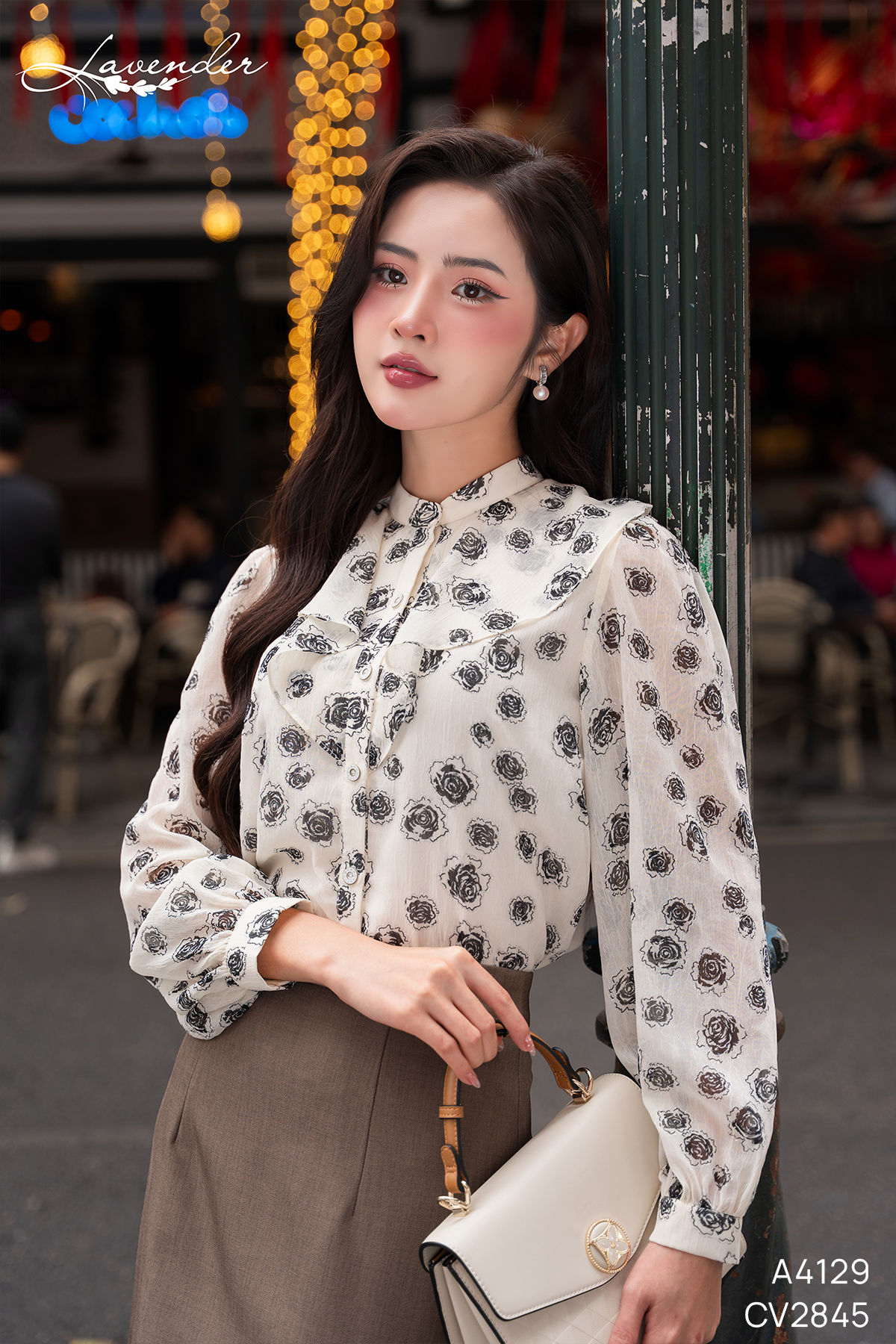 Áo sơ mi kt họa tiết hoa 2 màu A4129