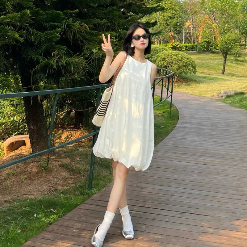 Váy bí màu trắng sát nách, váy trắng bồng baby Loga store - L184_thumbnail_1