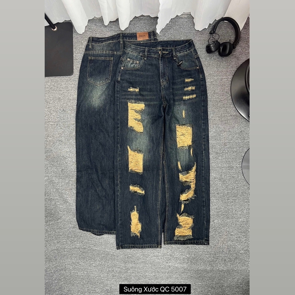 Quần jean suông rách màu mới bigsize QJ5007 dành cho nàng béo mập từ 55-90kg_thumbnail_6