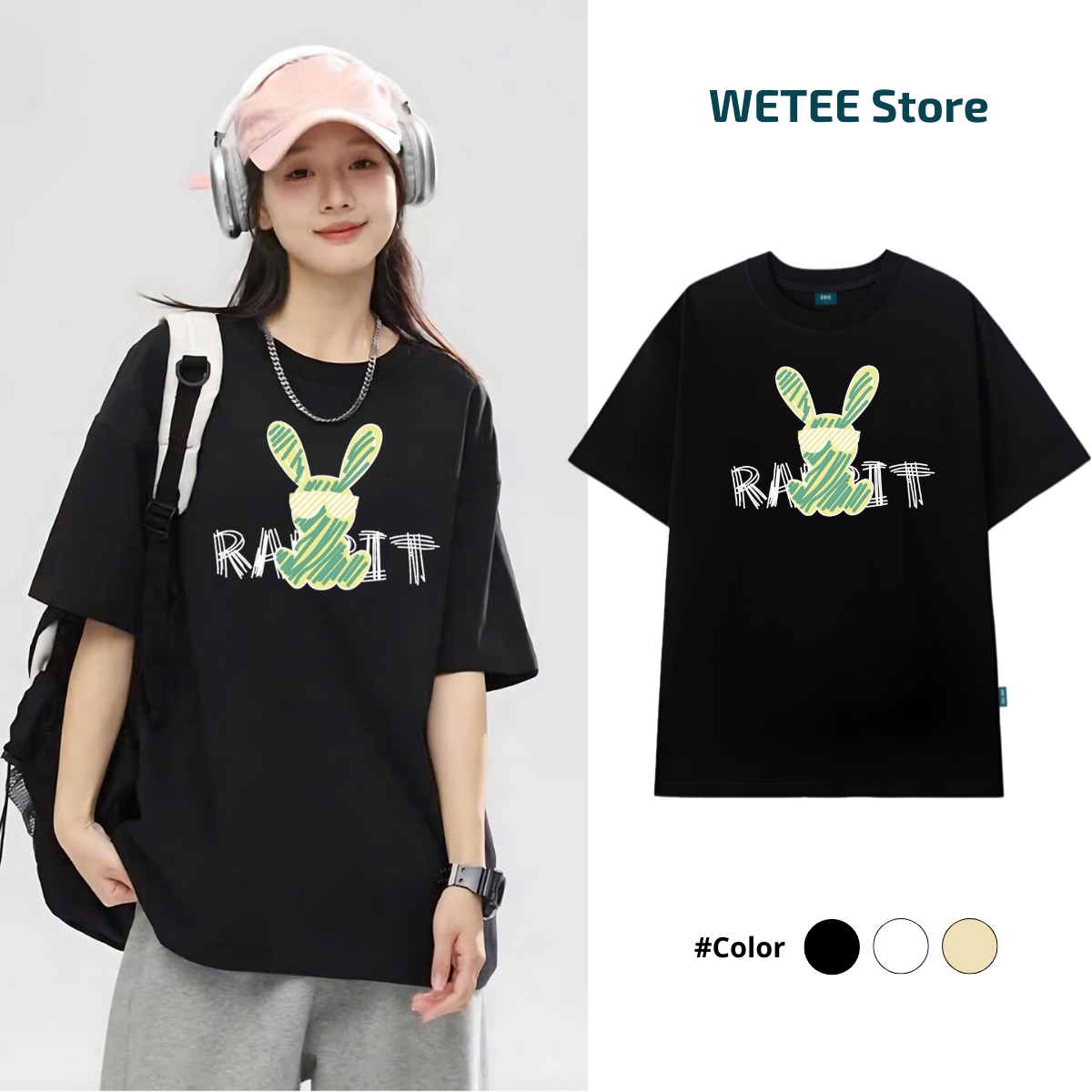 Áo thun unisex form rộng hình THỎ DISNEY local brand 𝐖𝐞 𝐓𝐞𝐞 - T001