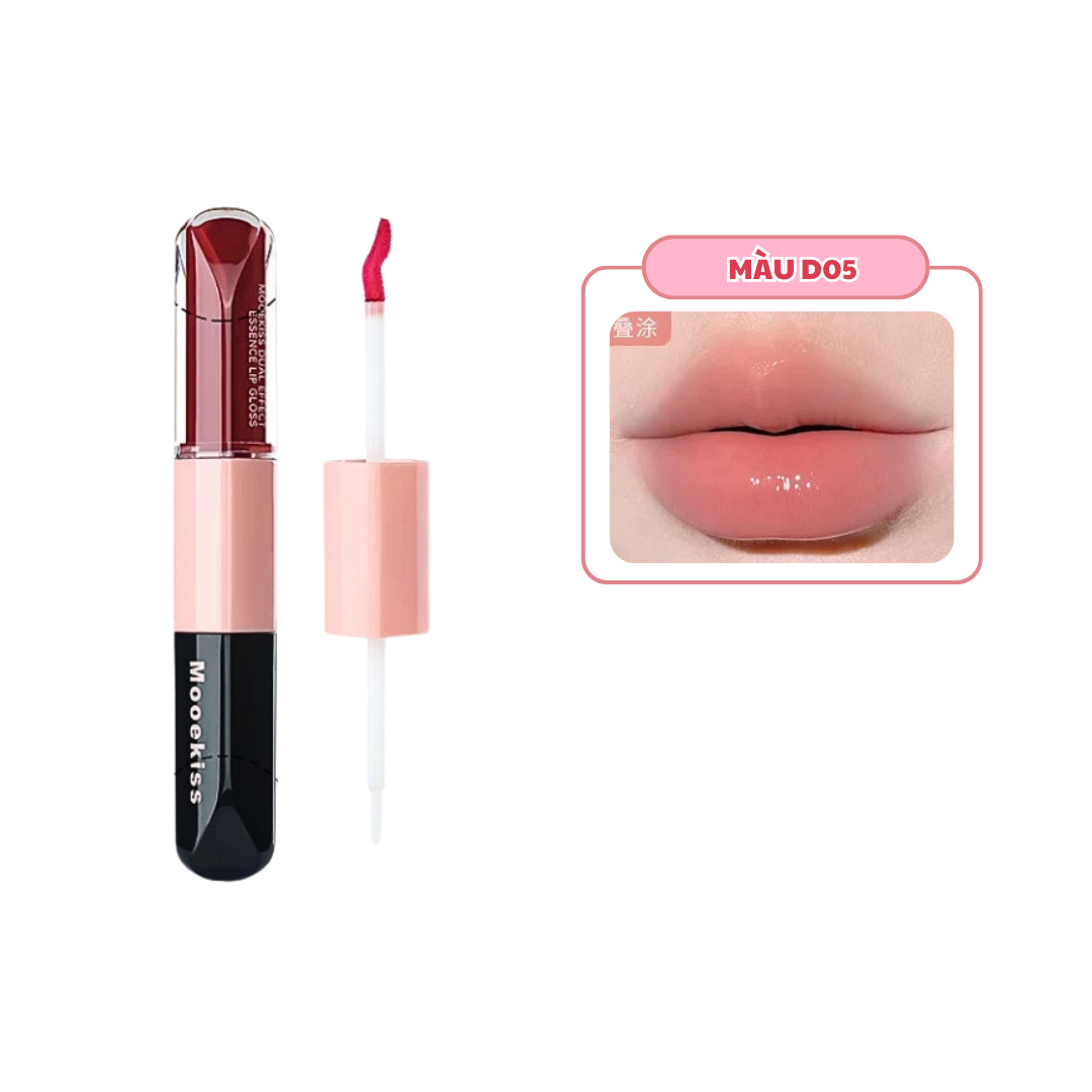 [MOOEKISS] Son kem 2 đầu Mooekiss Dual Effect Essence Lip Gloss 3ml*2