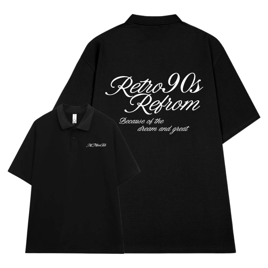 Áo polo nam form rộng đẹp PLD193 Miucho Man tay lỡ vải cotton mềm mại cho nam in Typography_thumbnail_5