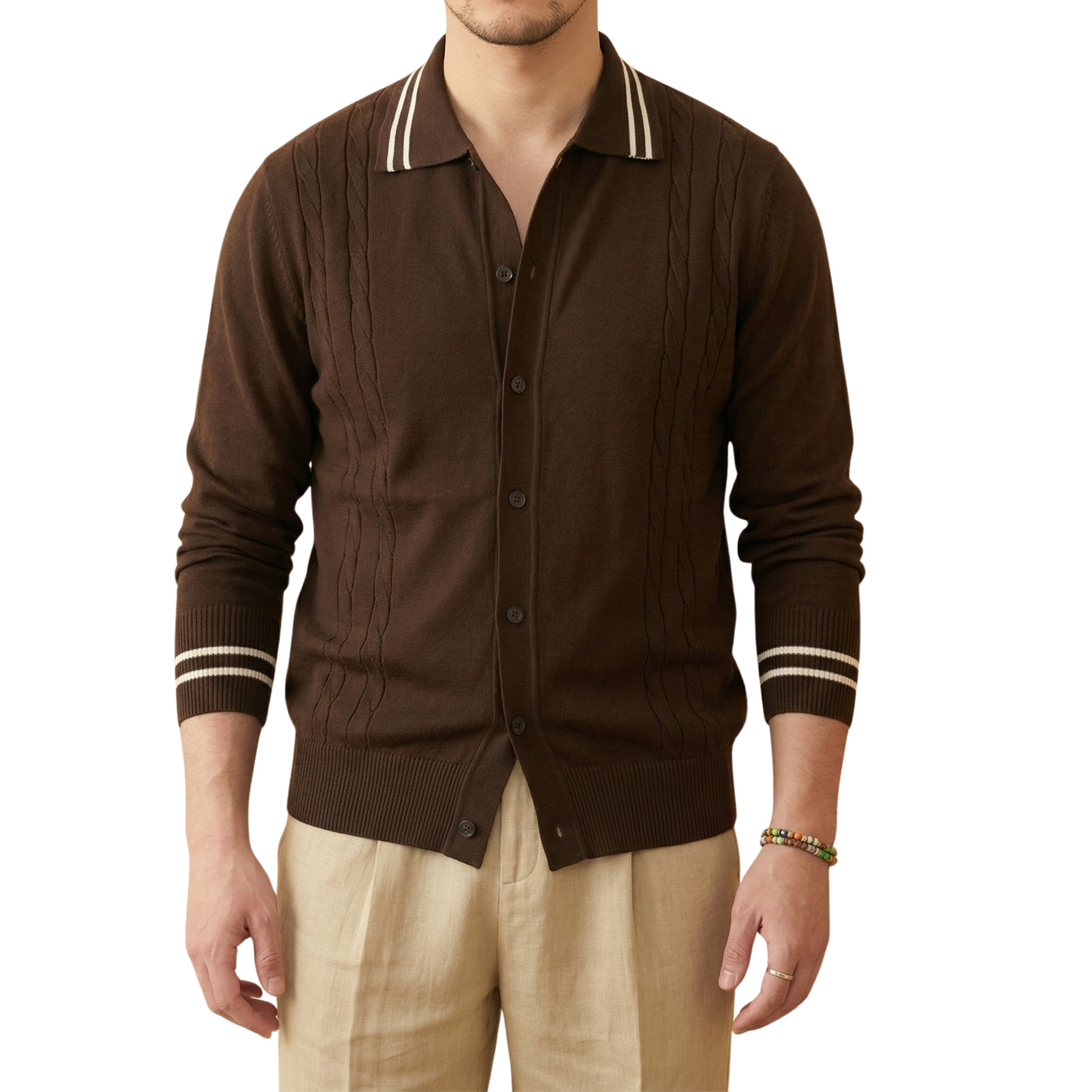 Áo Polo Dệt Thừng Tay Dài