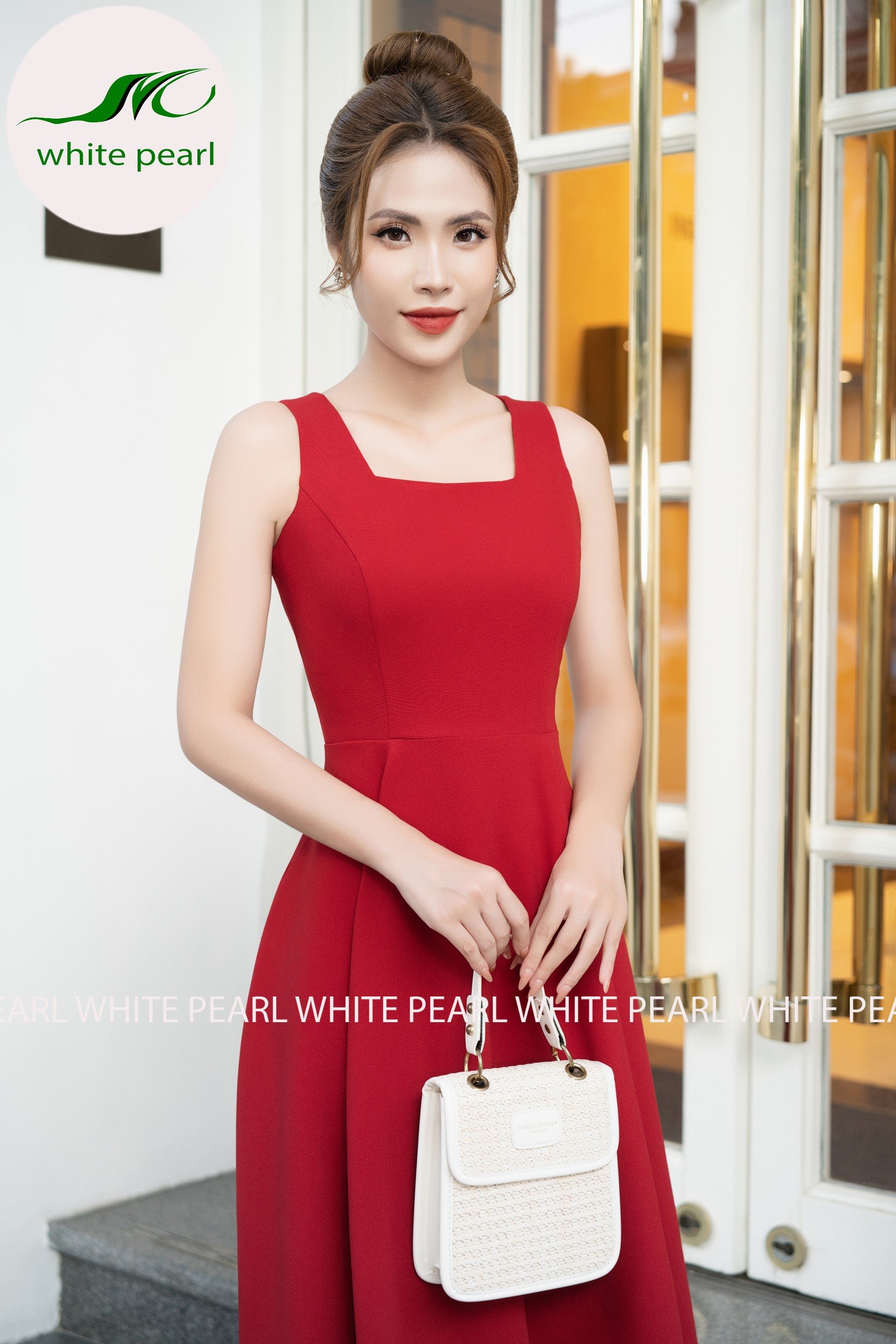 Đầm xoè liền sát nách  thời trang công sở cao cấp White Pearl_thumbnail_1