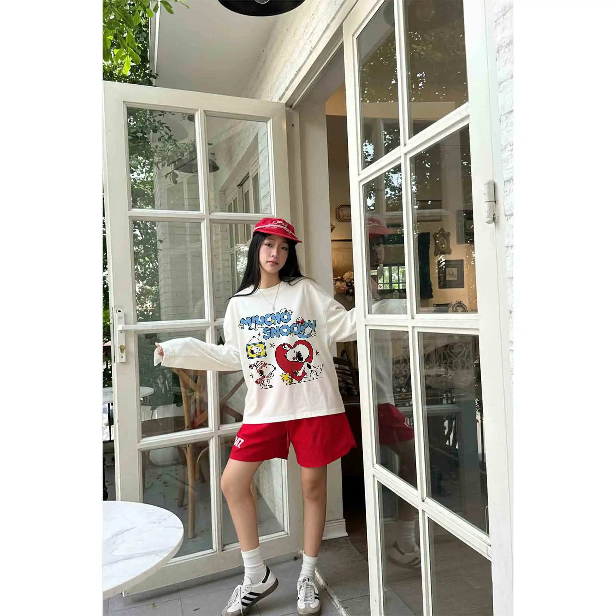 Áo thun boxy nam nữ Miucho vải cotton dày dặn thoáng mát tay dài chuẩn form Snoopy in mix 2772_thumbnail_4