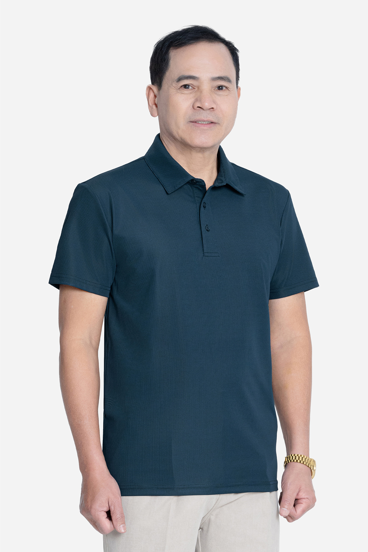 Áo Polo Nam Trung Niên ANCHI Chất Liệu Cotton Phom Suông Vạt Ngang Màu Nâu_thumbnail_32