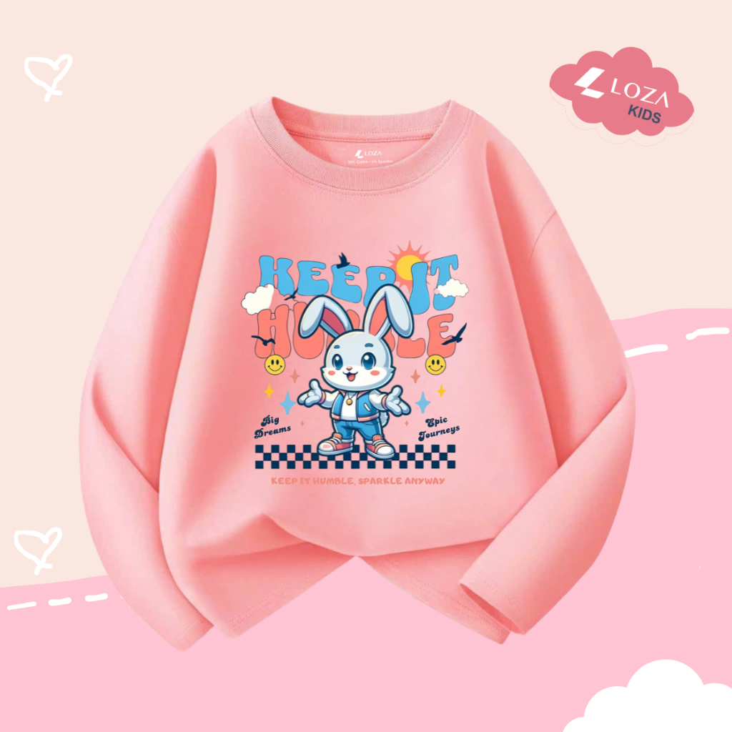 Áo thun dài tay bé gái in thỏ thi chạy - Loza Kids  KT3258_thumbnail_3