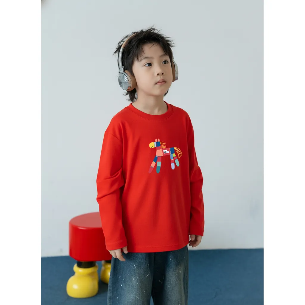 Áo thun bé trai tay dài form rộng Kado vải dày dặn giữ ấm hình ngựa 2982_thumbnail_4