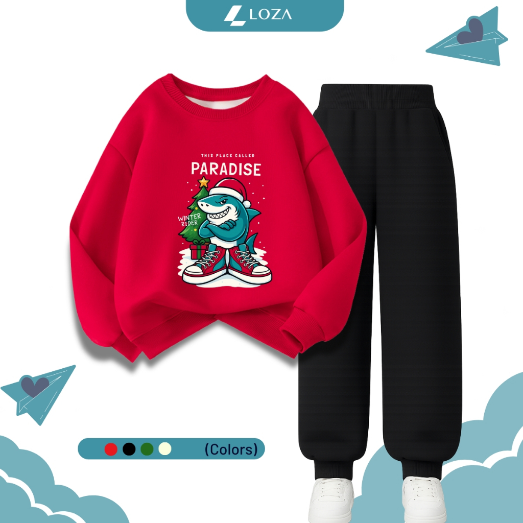 Set bộ nỉ Noel bé trai in hình Brainrot Tralalero Tralala - Loza Kids BI001