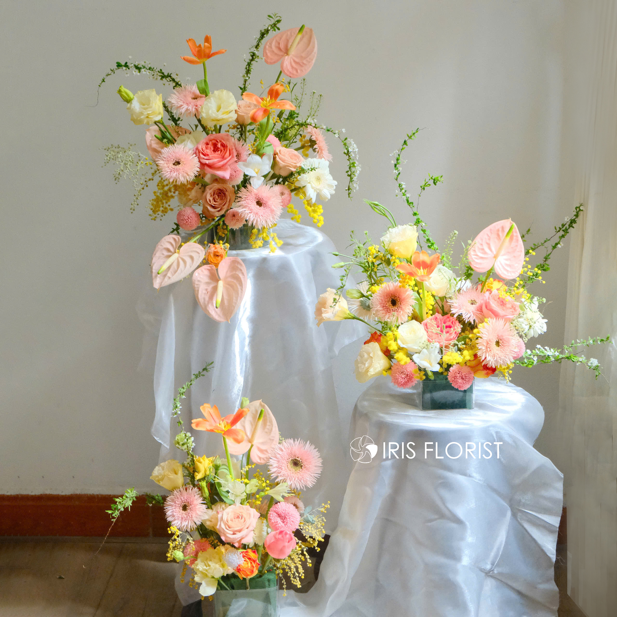 Set hoa để bàn trang trí tiệc cưới/ ăn hỏi tại gia