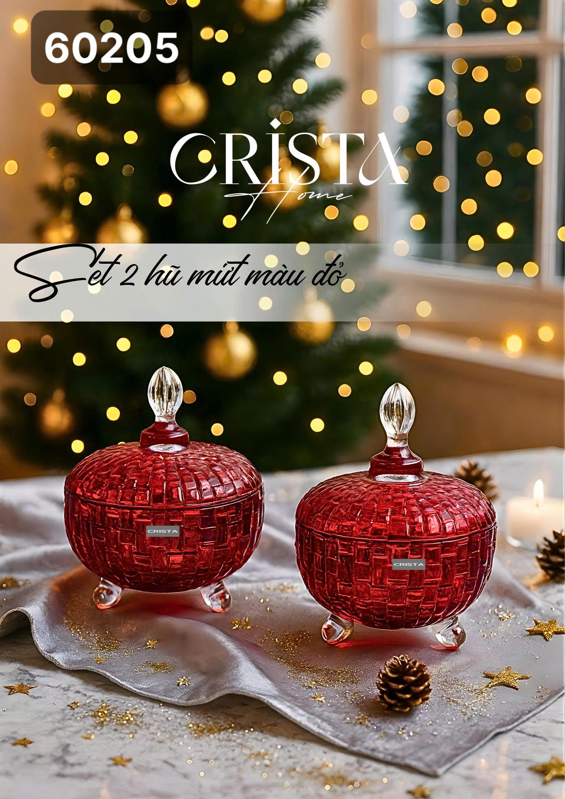 Bộ 2 hũ mứt 3 chân CRISTA HOME vân caro Size 18cm_thumbnail_6