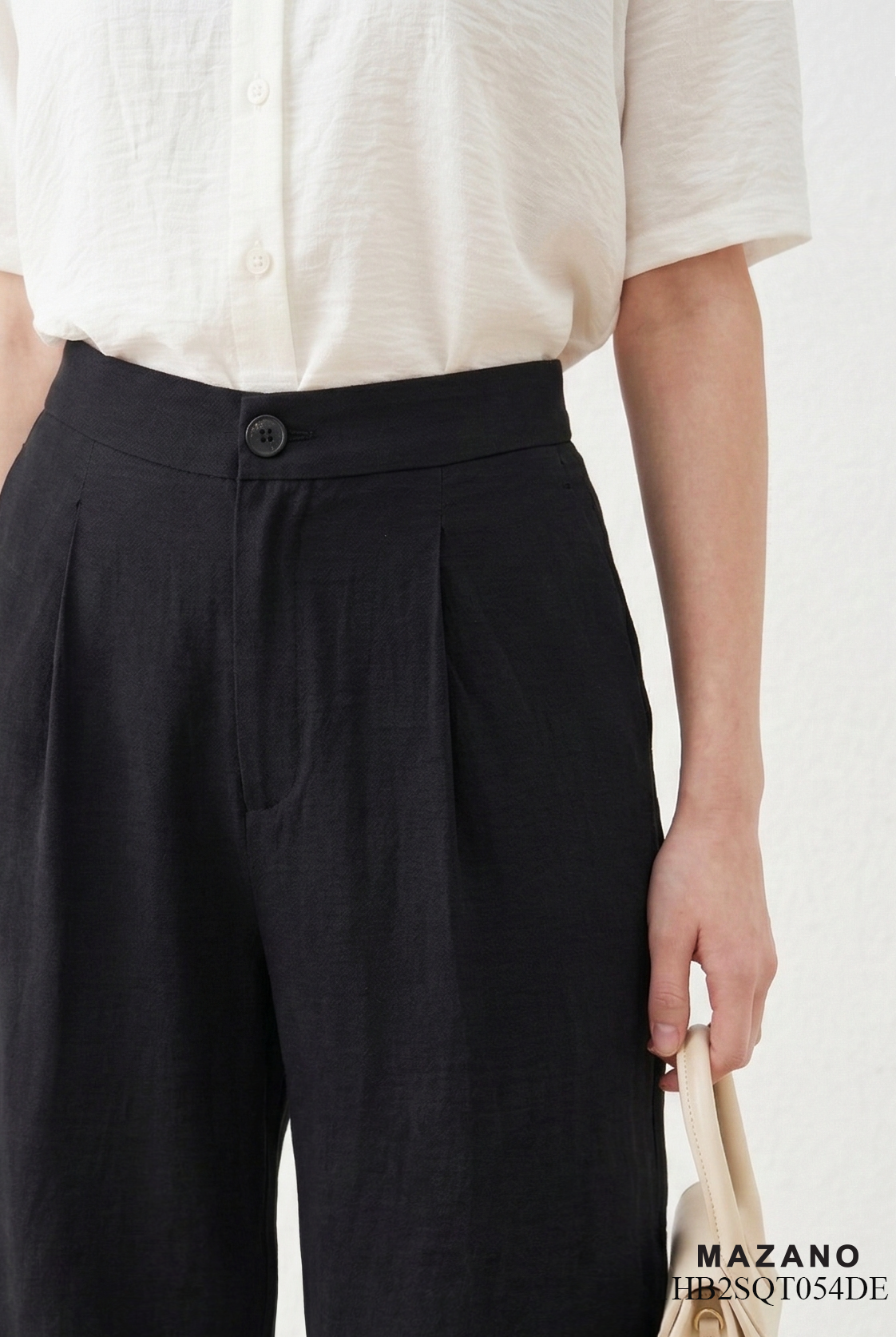 Quần vải thô pha linen đen dáng suông đứng thiết kế MAZANO_thumbnail_5