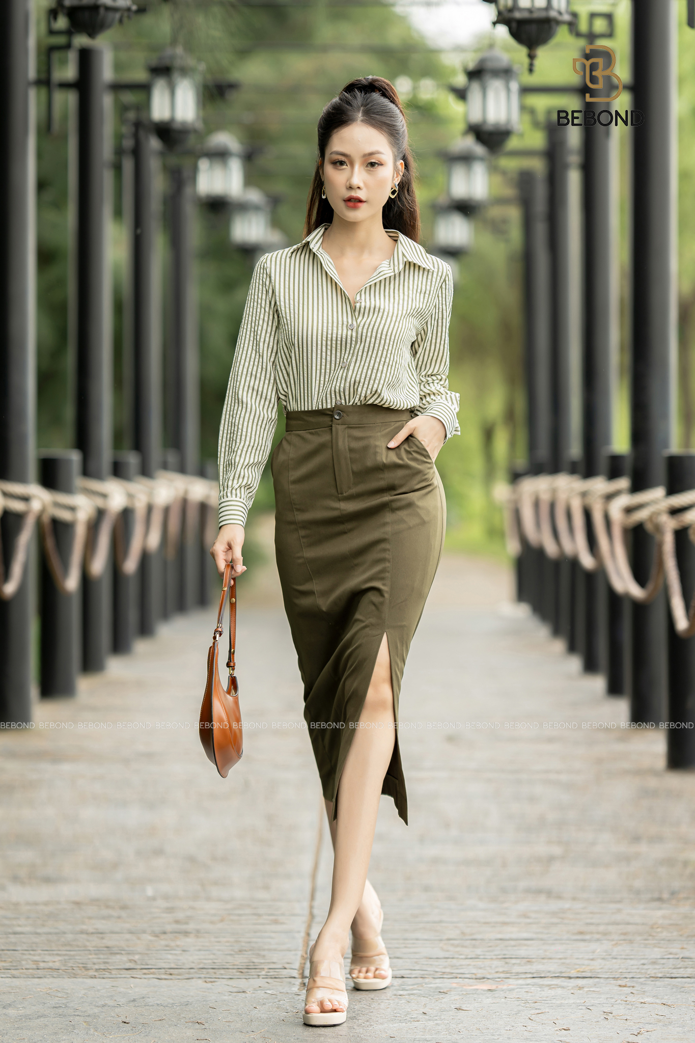 Set Áo sơ mi LOREL - Chân đầm xẻ xanh ALANA_thumbnail_3