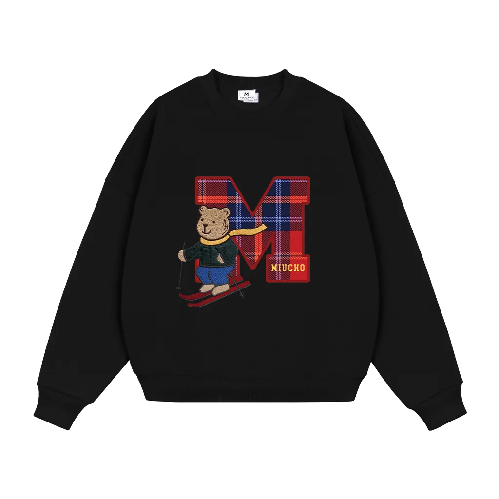 Áo Sweater boxy unisex Miucho nỉ 2 da cao cấp thấm hút tốt chuẩn form chữ M gấu teddy 2791_thumbnail_9