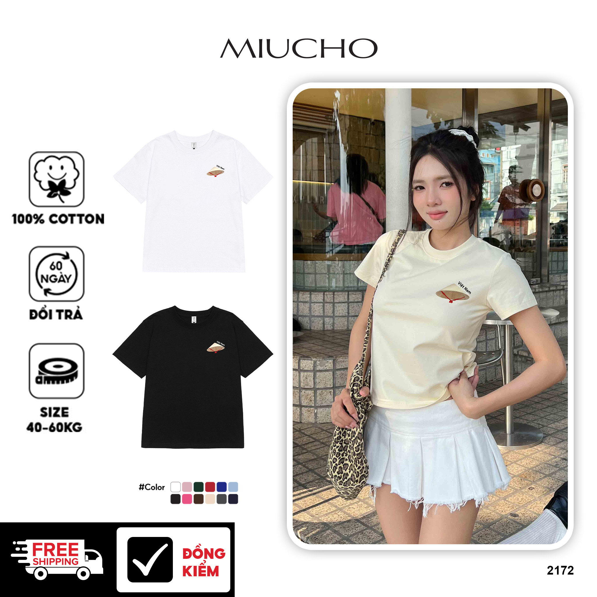 Áo baby tee ôm body Việt Nam tôi yêu 2172 Miucho cổ tròn vải cotton 4c thoáng mát in mix