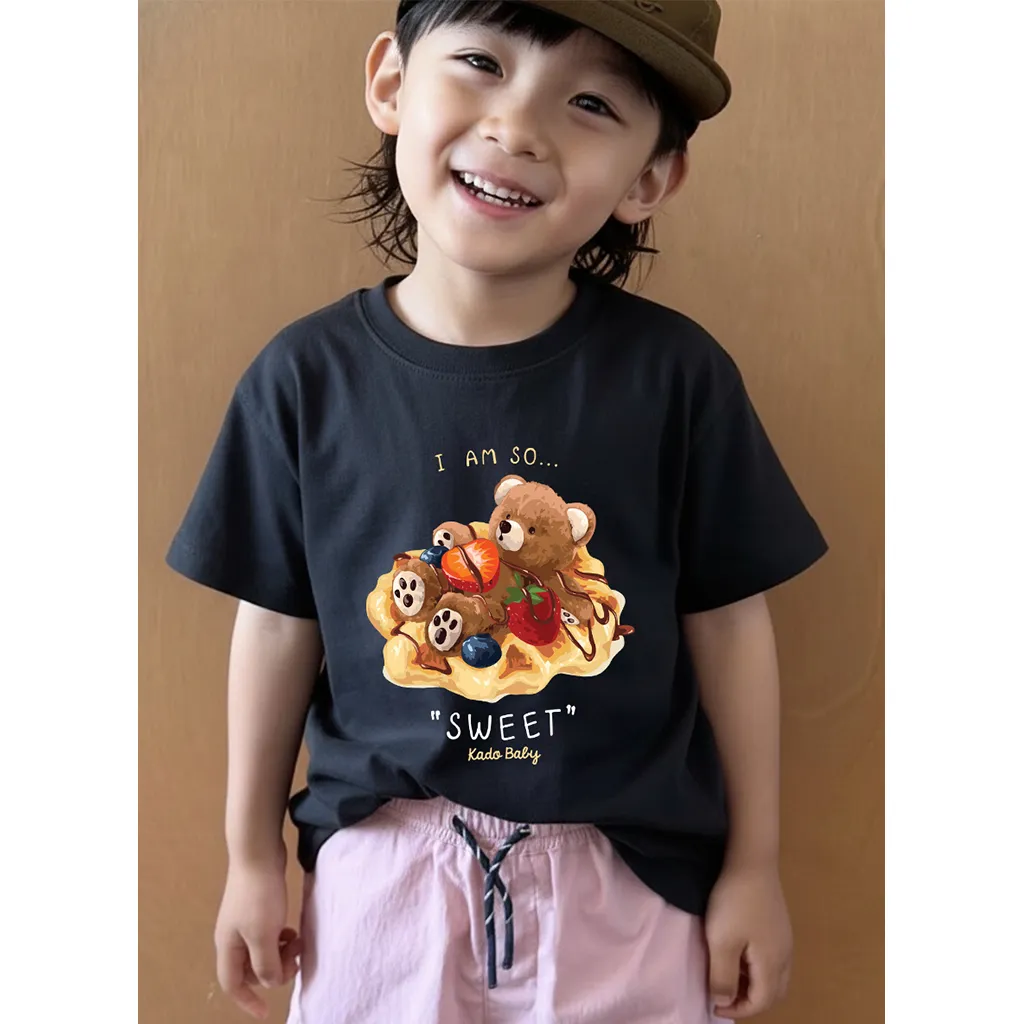 Áo thun bé gái form rộng Kado vải cotton thoáng mát mềm mại Gấu Teddy đáng yêu in mix 2925_thumbnail_7