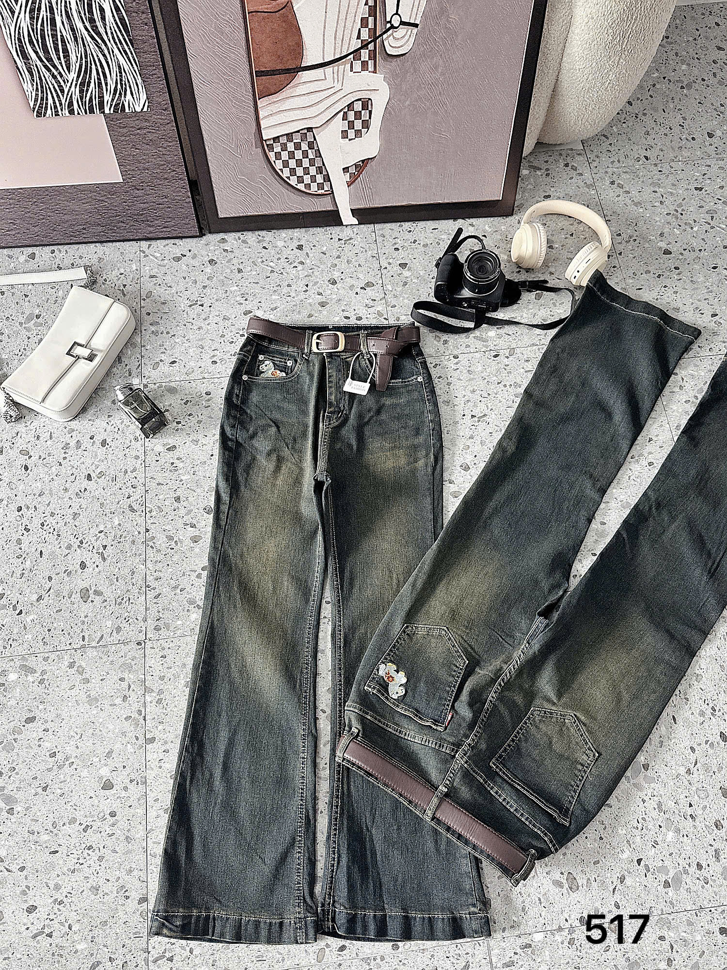 BIGSIZE - Quần jean ống loe thêu T-QJ517_thumbnail_5