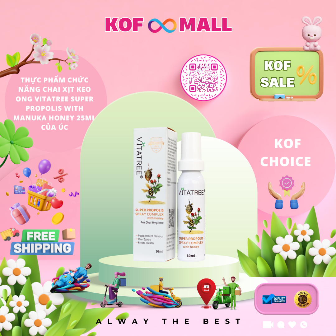 Thực phẩm chức năng Chai xịt keo ong Vitatree Super Propolis With Manuka Honey 25ml của ÚC