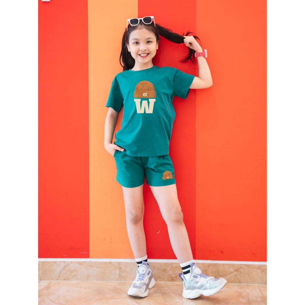 Bộ đồ bé gái in hình 'mũ W' - Loza Kids SB02
