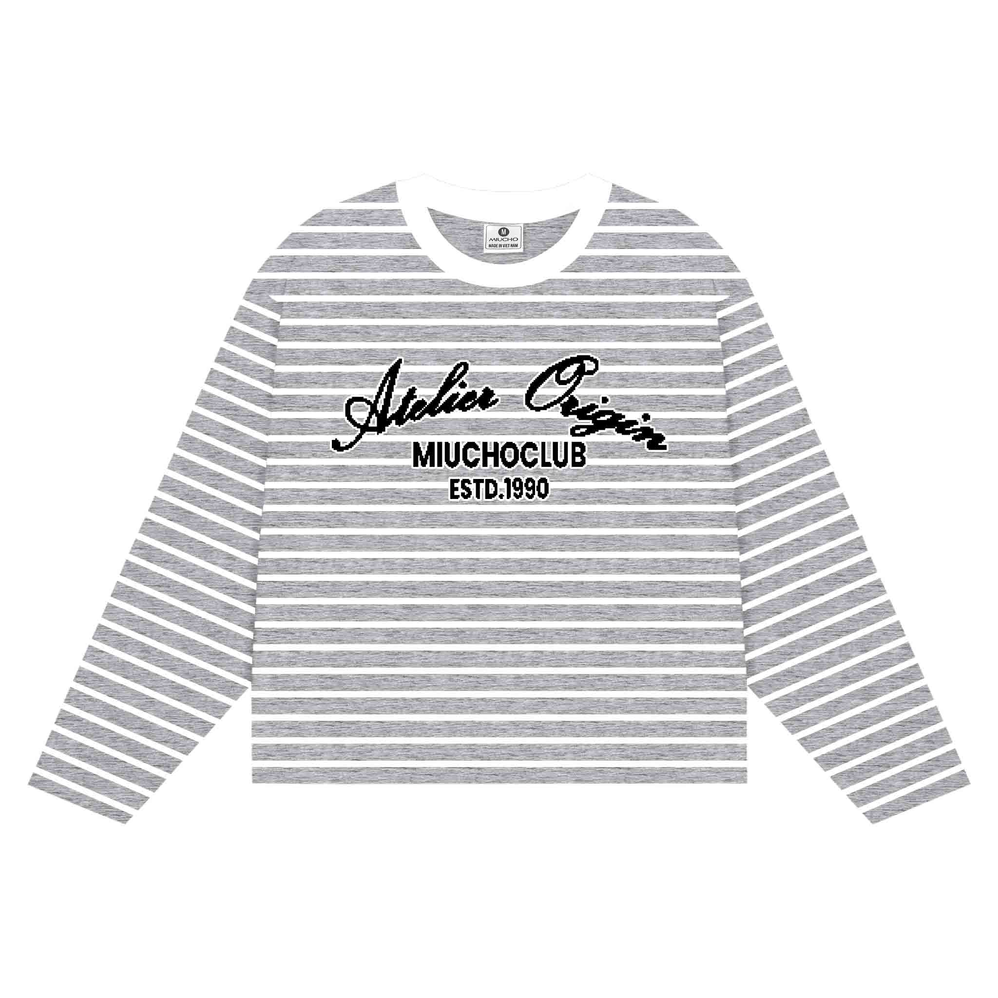 Áo thun boxy nam nữ Miucho vải bo rip thoáng mát dày dặn tay dài kẻ sọc cổ tròn 2698_thumbnail_7