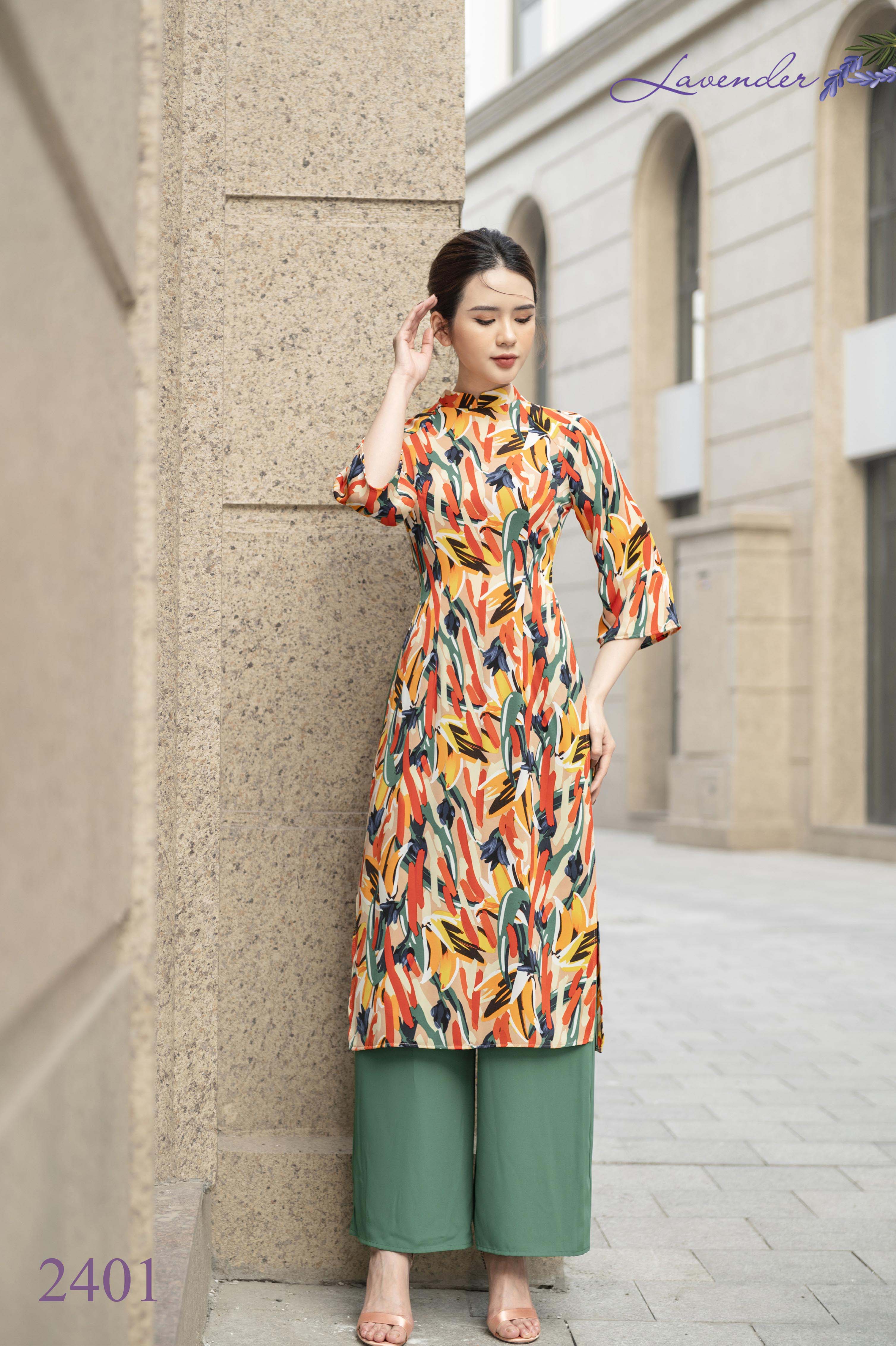 Áo dài cách tân hoa vàng AD2401_thumbnail_2