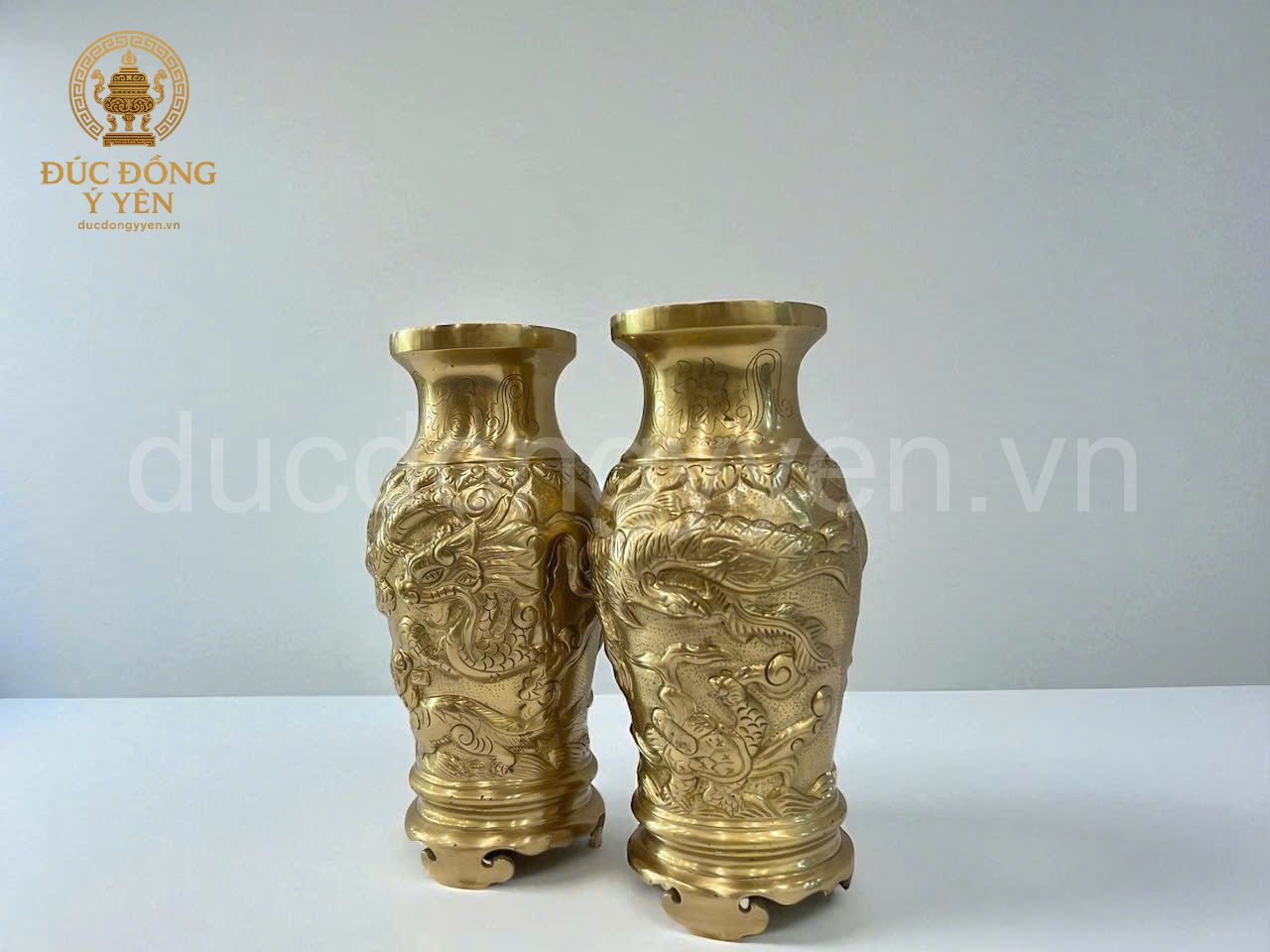 Lọ hoa rồng nổi đúc đồng vàng cát tút _thumbnail_2