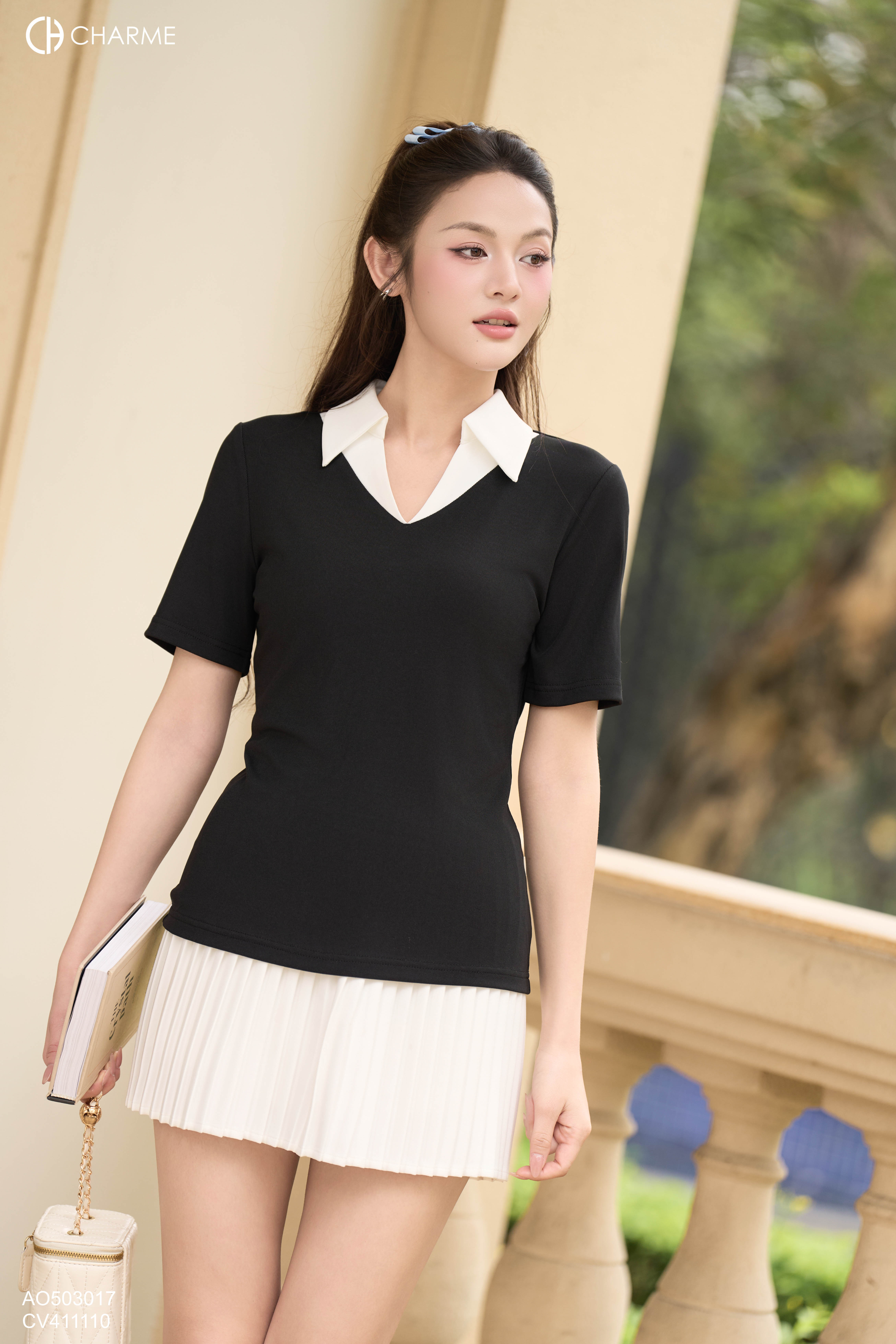 Áo thun cổ V phối_thumbnail_2