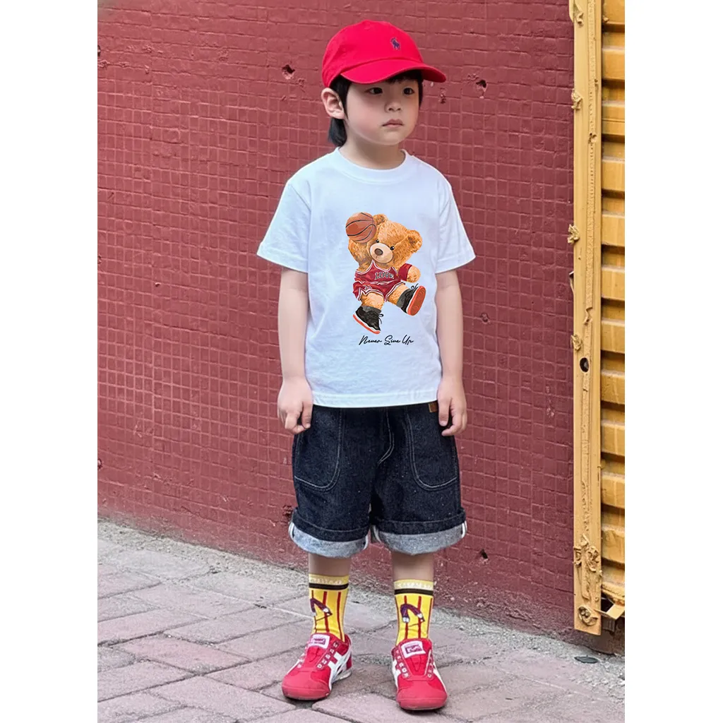 Áo thun cho bé trai bé gái Kado vải cotton dày dặn thoáng mát Gấu Teddy in artwork 2911_thumbnail_2