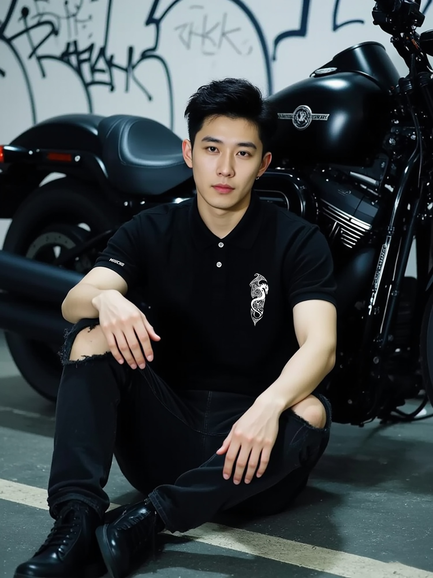 Áo polo nam big size form vừa 2062 Miucho Iconic vải cá sấu polyester thoáng mát in artwork_thumbnail_6