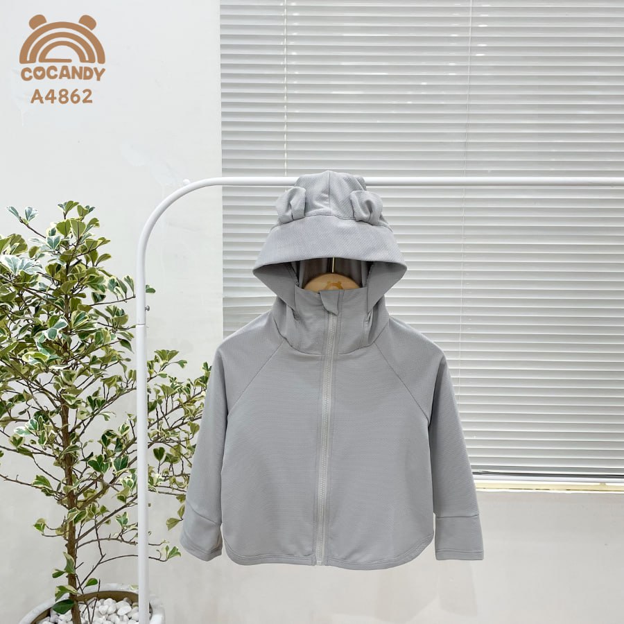 Áo chống nắng GHI trơn tai gấu_thumbnail_0