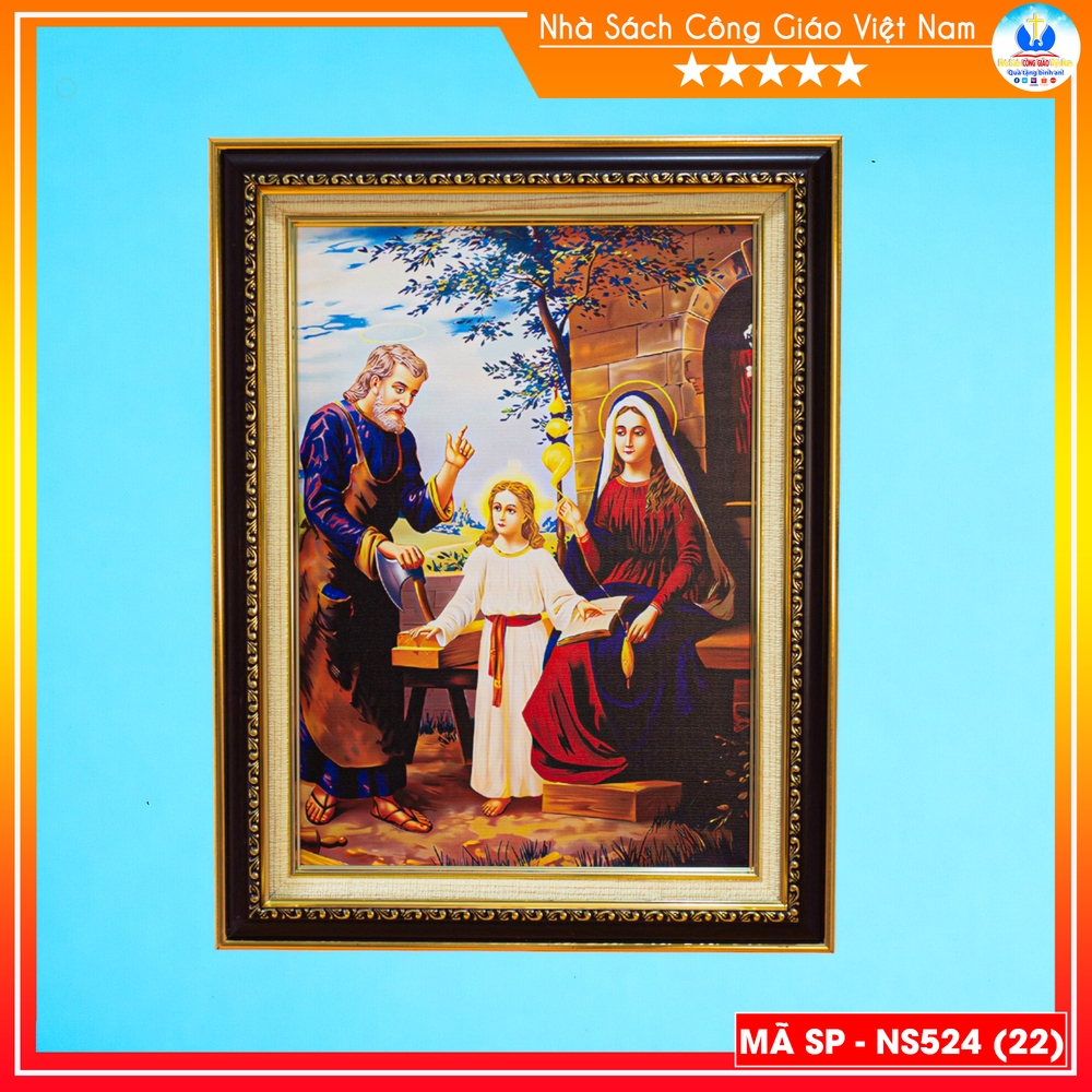 Tranh Canvas cao cấp Gia Đình Thánh Gia mẫu 1 - Quà tặng Công Giáo - In hình theo yêu cầu - NS524-1_thumbnail_0