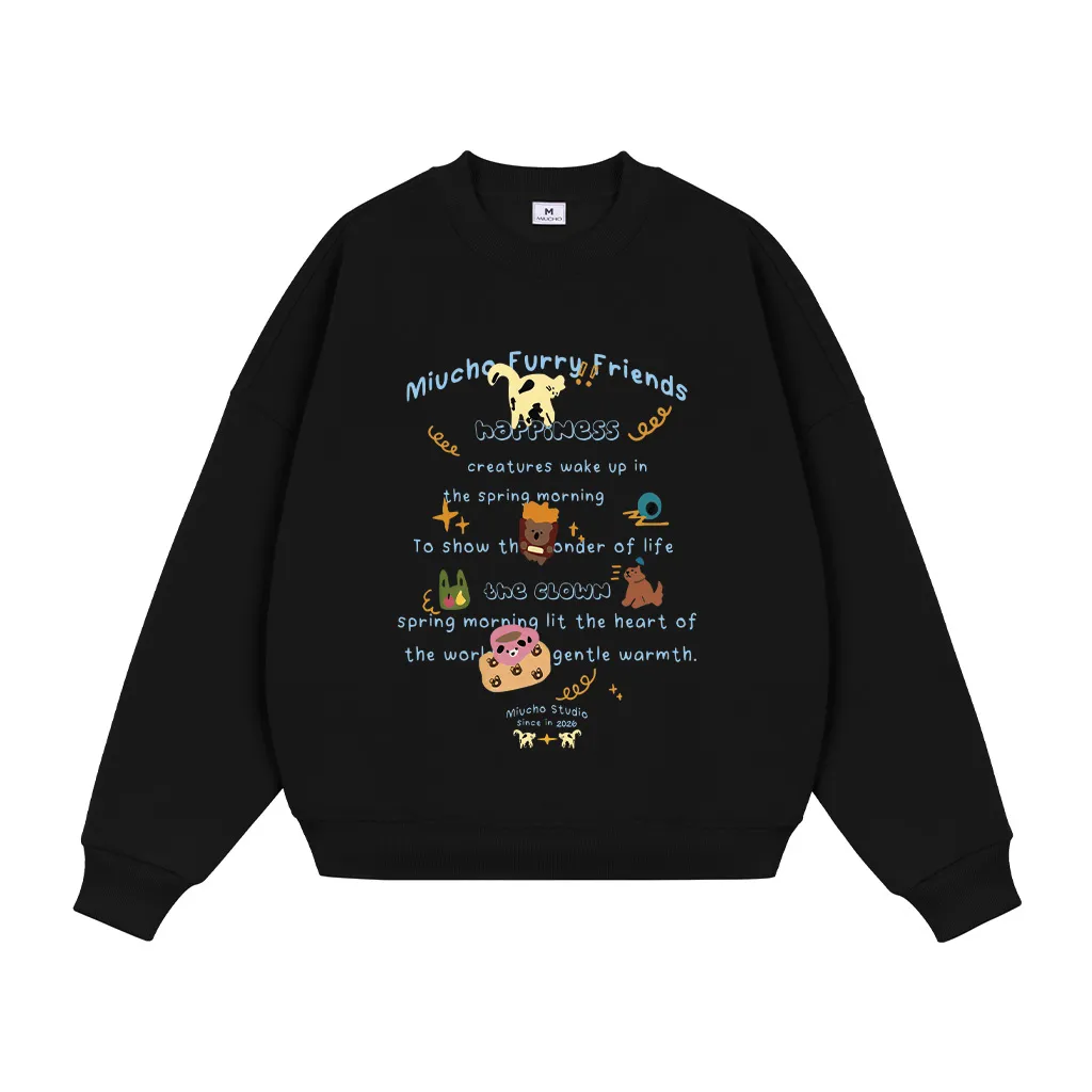 Áo Sweater boxy nam nữ Miucho vải nỉ 2 da thoáng mát thoải mái hoạt hình in mix 2842_thumbnail_10