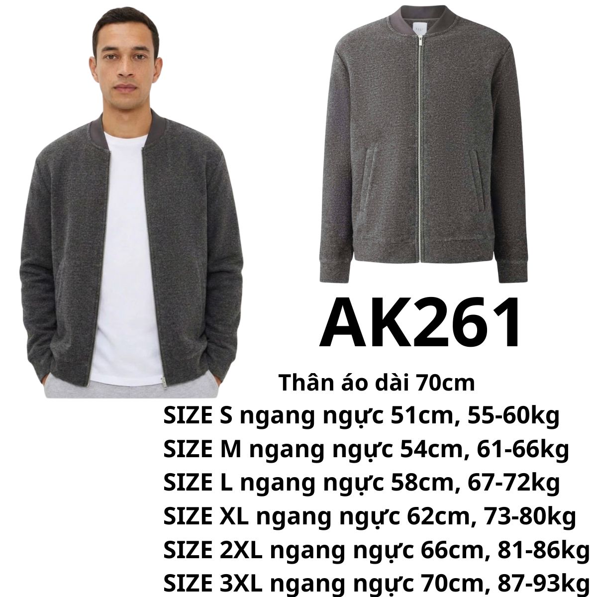 AK261 - Áo khoác Nam dạ