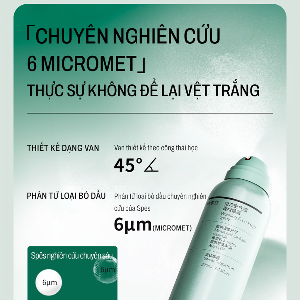 [SPES] Dầu gội khô Spes dạng xịt hương thơm 220ml_thumbnail_4