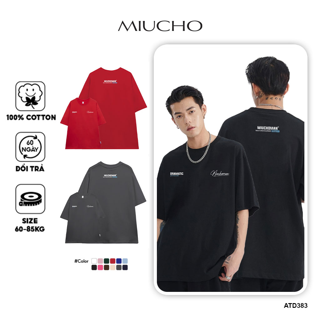 Áo thun nam form rộng ATD383 Miucho Man cotton cổ tròn in typography_thumbnail_1