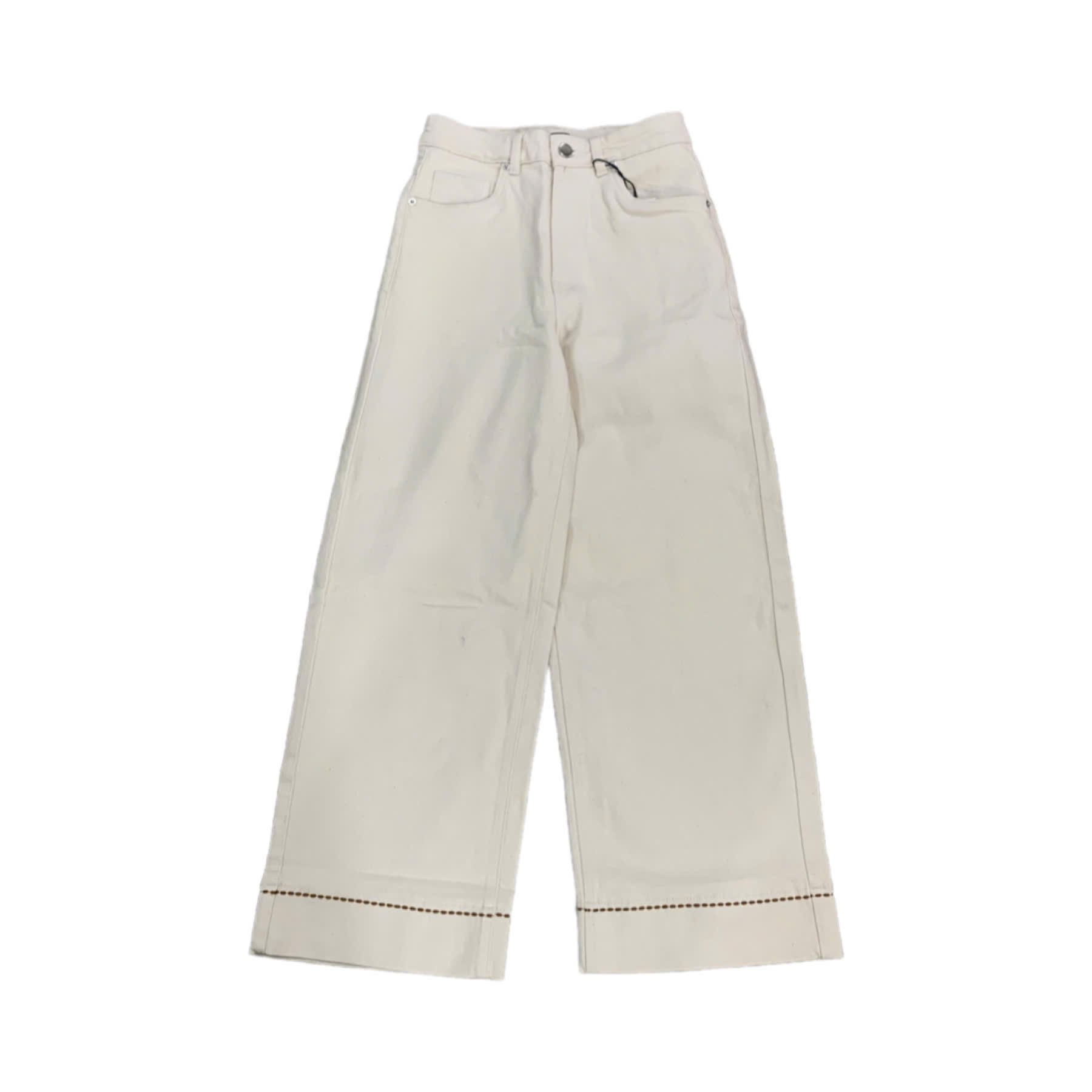 HQ122 - Quần suông kem phối viền gấu