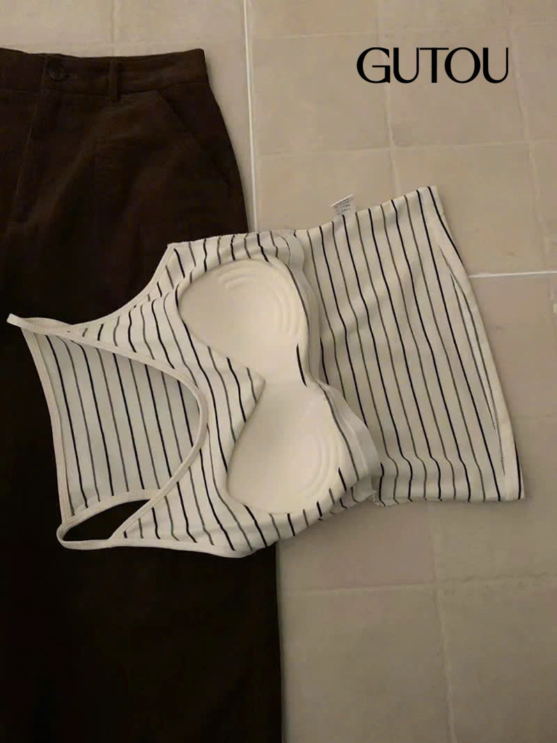 [ GUTOU ] Áo Hai Dây Sọc Ngang Basic