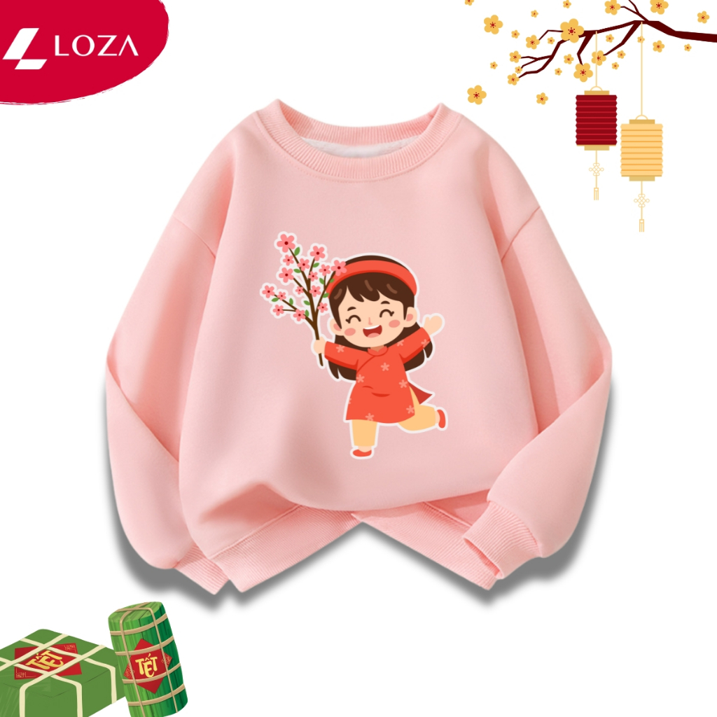 Áo nỉ sweater bé trai, bé gái hình 'Tết này vui luôn'- Loza Kids IN024_thumbnail_3