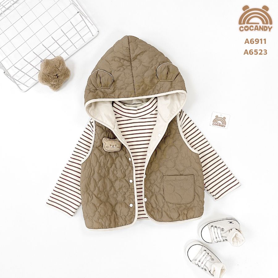 Áo gile NÂU viền BE có mũ tai gấu_thumbnail_3