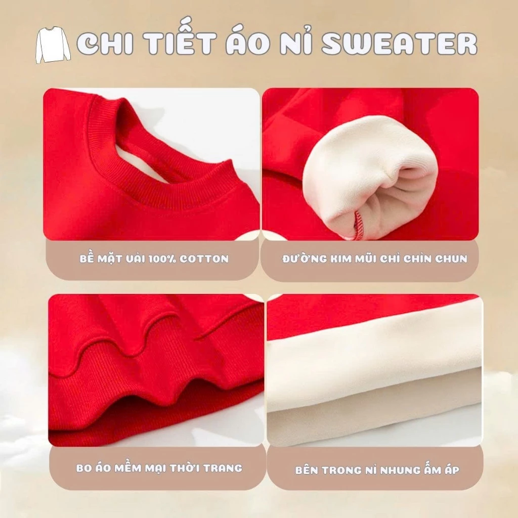 [BST Tết 2026] Áo nỉ sweater cho bé in chữ 