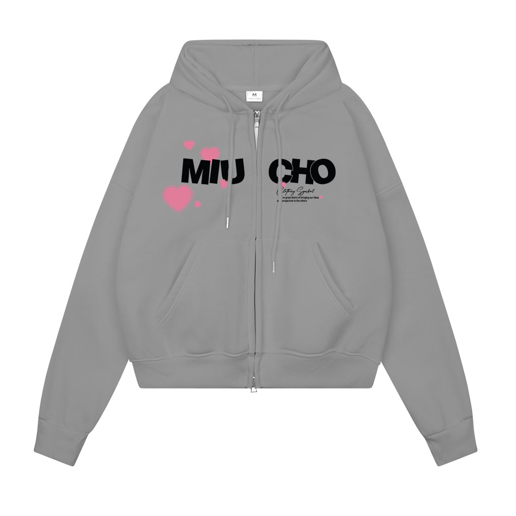 Áo hoodie zip local brand form boxy HXD1565 Miucho vải nỉ bông dày dặn khóa kéo mũ rộng in mix_thumbnail_7