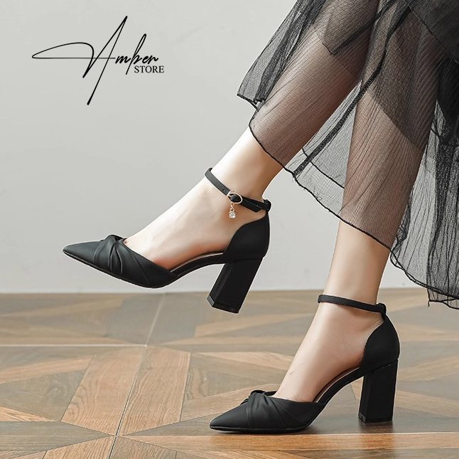 Giày Cao Gót Nữ Gót Vuông Bít Mũi Xoắn Nơ – CG18_thumbnail_3