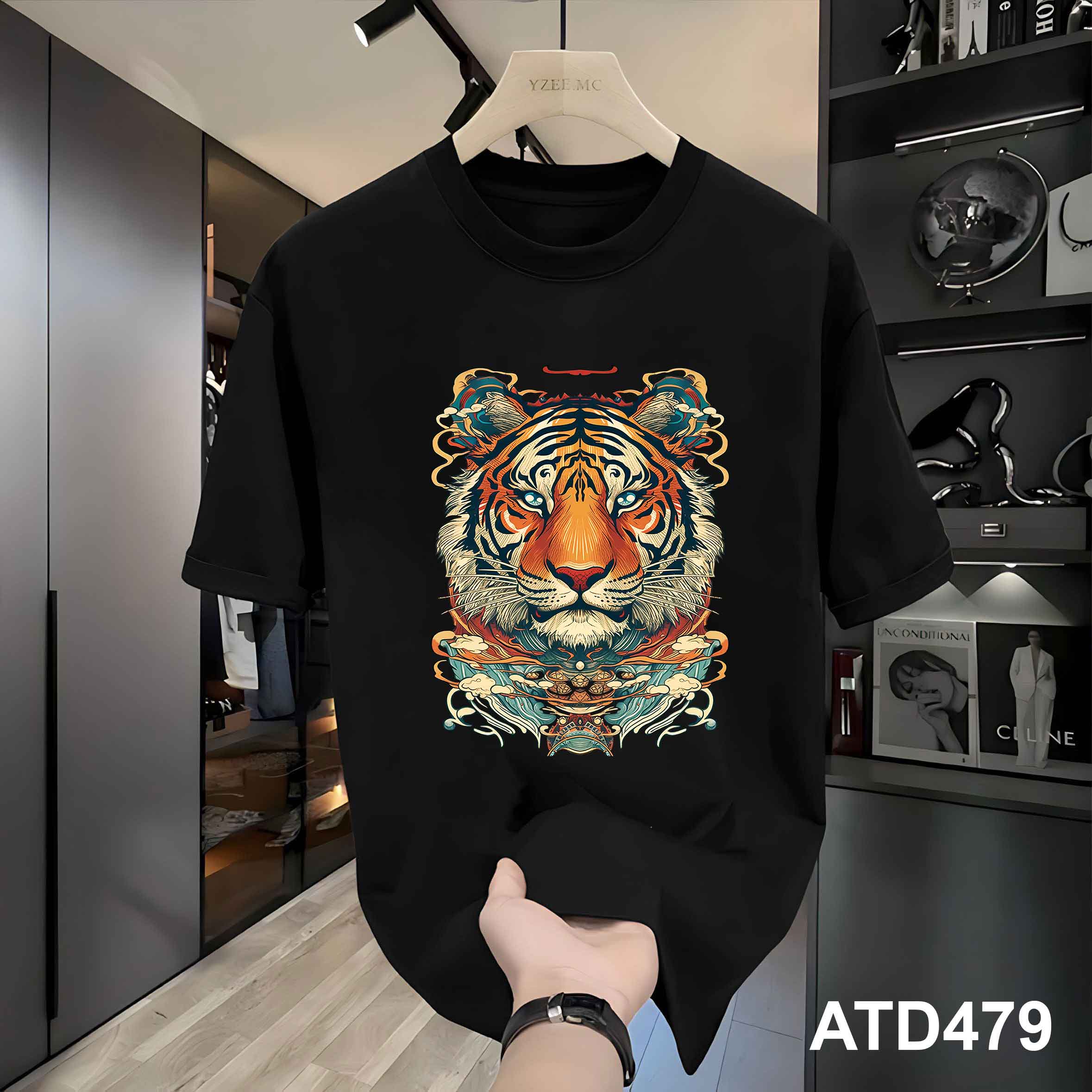 Áo thun nam form rộng 12 con giáp tuổi Dần ATD479 Miucho Iconic cotton cổ tròn in graphic