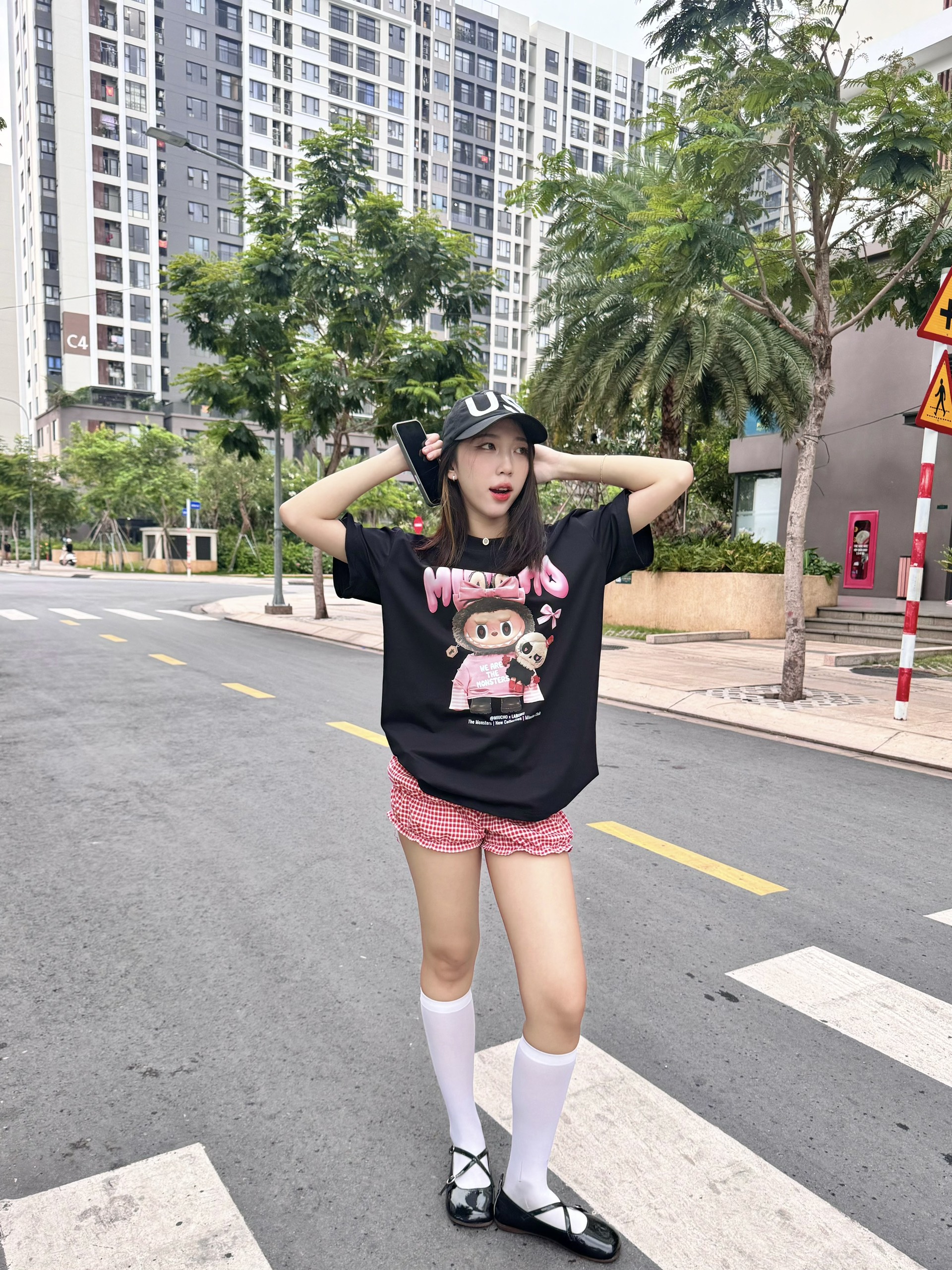 Áo thun labubu form rộng hottrend ATD1269 Miucho vải cotton thoáng mát cổ tròn in mix_thumbnail_3