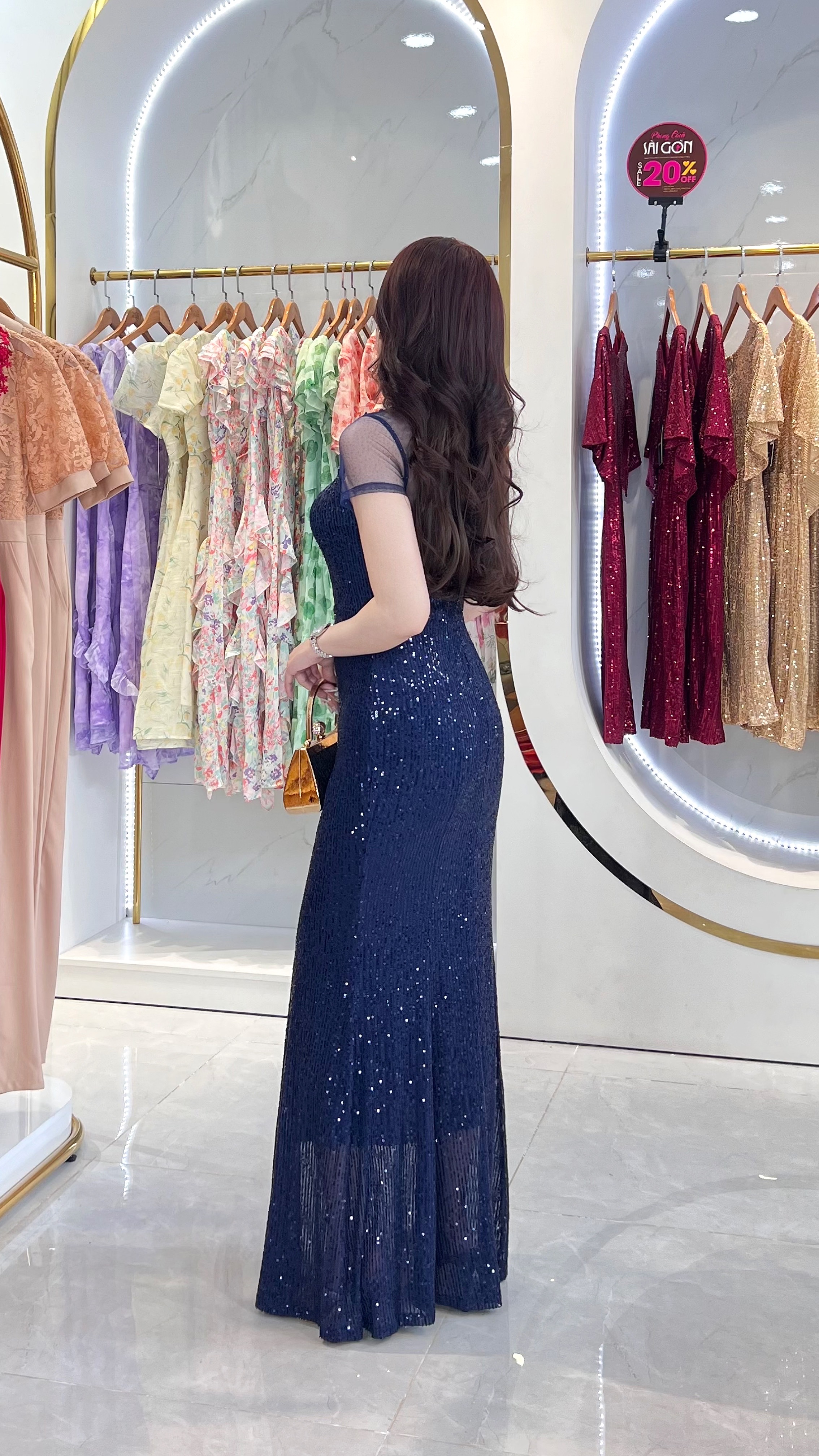 Đầm dự tiệc đuôi cá kim sa phối lưới đính đá cao cấp_thumbnail_4